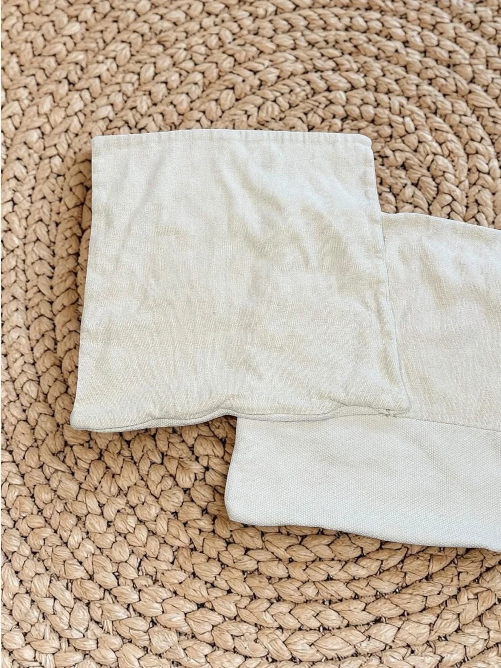 West Elm Cotton and Jute Canvas Pillow Cover in Cream 24x24 Set of 2
